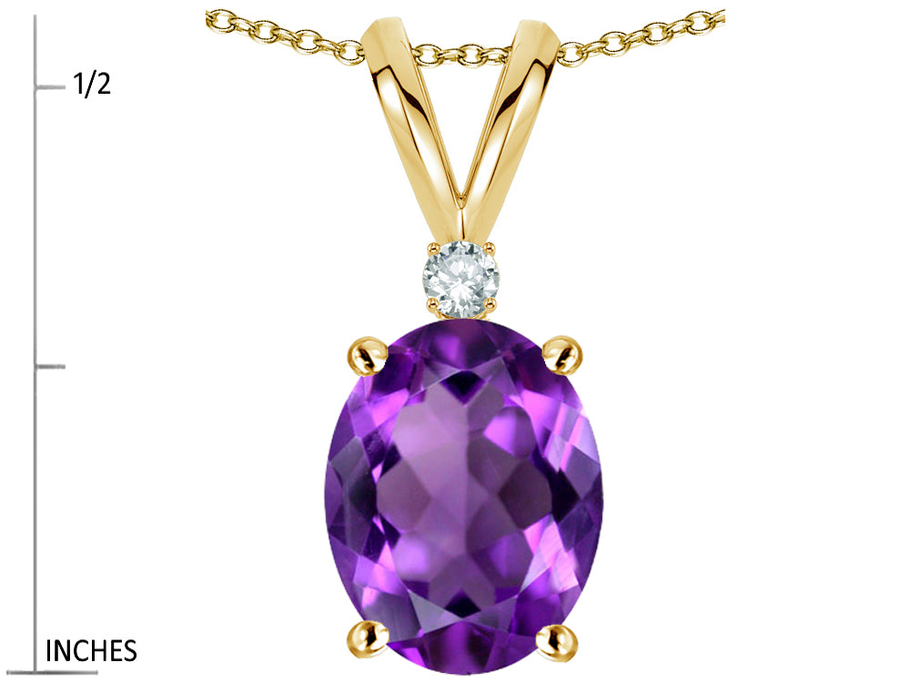 Star K Oval 8x6mm Genuine Amethyst Rabbit Ear Pendant Necklace