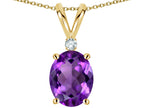 Star K Oval 8x6mm Genuine Amethyst Rabbit Ear Pendant Necklace