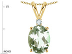 Star K Oval 8x6mm Genuine Green Amethyst Rabbit Ear Pendant Necklace