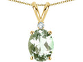 Star K Oval 8x6mm Genuine Green Amethyst Rabbit Ear Pendant Necklace