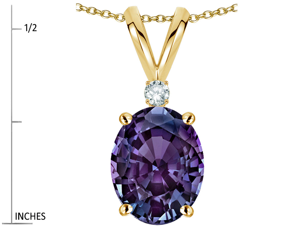 Star K Oval 8x6mm Simulated Alexandrite Rabbit Ear Pendant Necklace