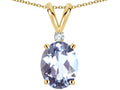Star K Oval 8x6mm Genuine Aquamarine Rabbit Ear Pendant Necklace