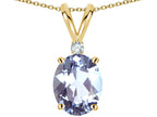 Star K Oval 8x6mm Genuine Aquamarine Rabbit Ear Pendant Necklace
