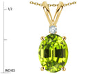 Star K Oval 8x6mm Genuine Peridot Rabbit Ear Pendant Necklace