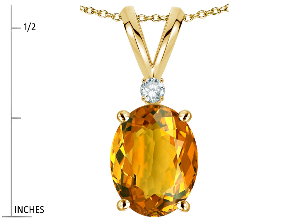 Star K Oval 8x6mm Genuine Citrine Rabbit Ear Pendant Necklace
