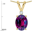 Star K Oval 8x6mm Genuine Rhodolite Rabbit Ear Pendant Necklace