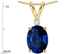 Star K Oval 8x6mm Created Sapphire Rabbit Ear Pendant Necklace