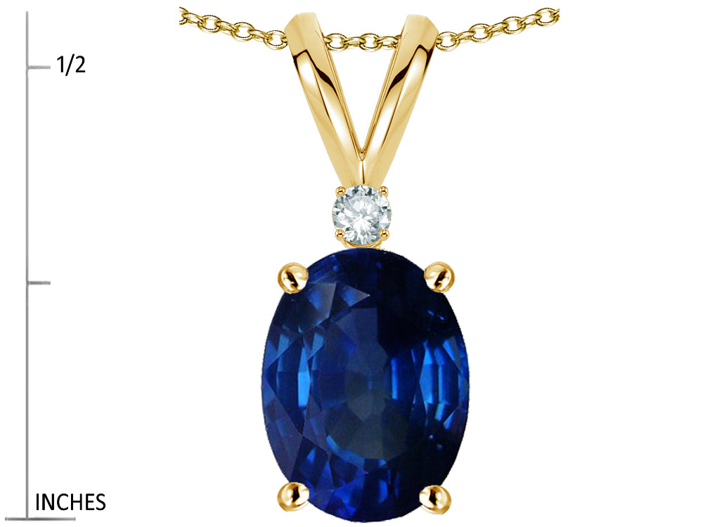 Star K Oval 8x6mm Created Sapphire Rabbit Ear Pendant Necklace
