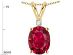 Star K Oval 8x6mm Created Ruby Rabbit Ear Pendant Necklace