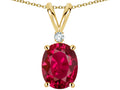 Star K Oval 8x6mm Created Ruby Rabbit Ear Pendant Necklace