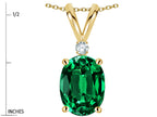 Star K Oval 8x6mm Simulated Emerald Rabbit Ear Pendant Necklace