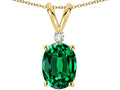 Star K Oval 8x6mm Simulated Emerald Rabbit Ear Pendant Necklace