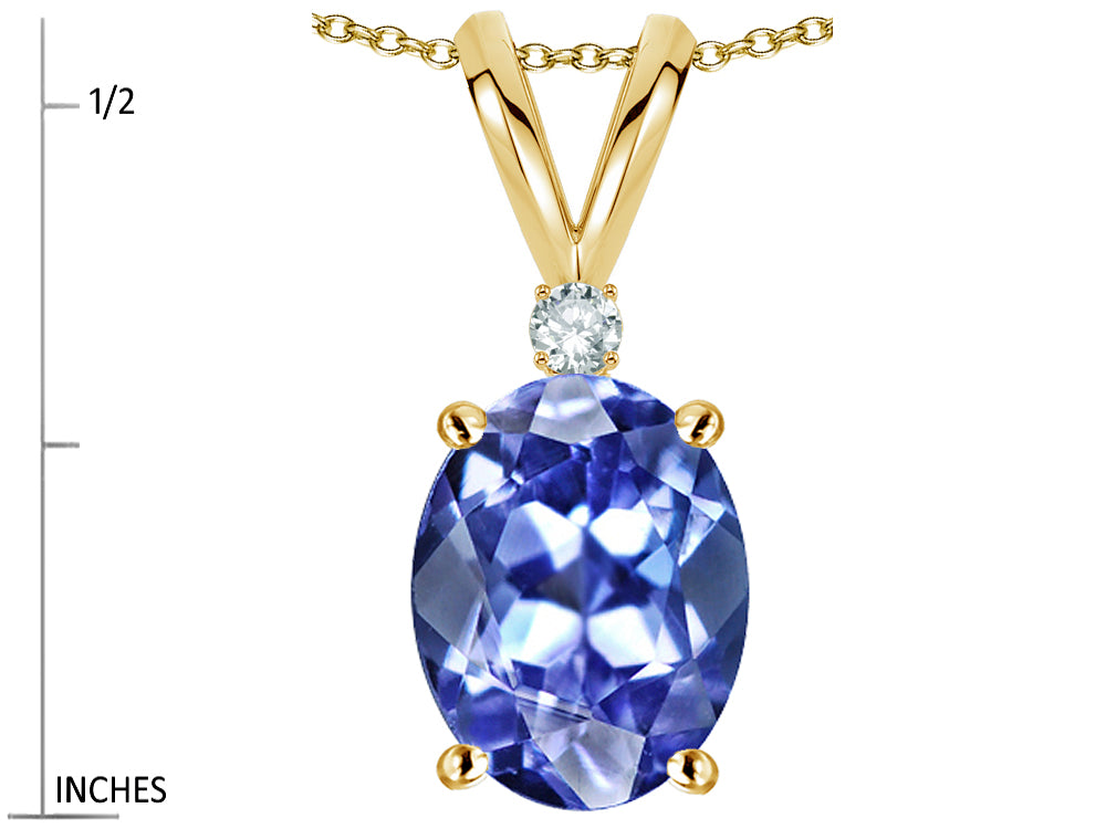 Star K Oval 8x6mm Genuine Tanzanite Rabbit Ear Pendant Necklace