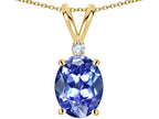 Star K Oval 8x6mm Genuine Tanzanite Rabbit Ear Pendant Necklace