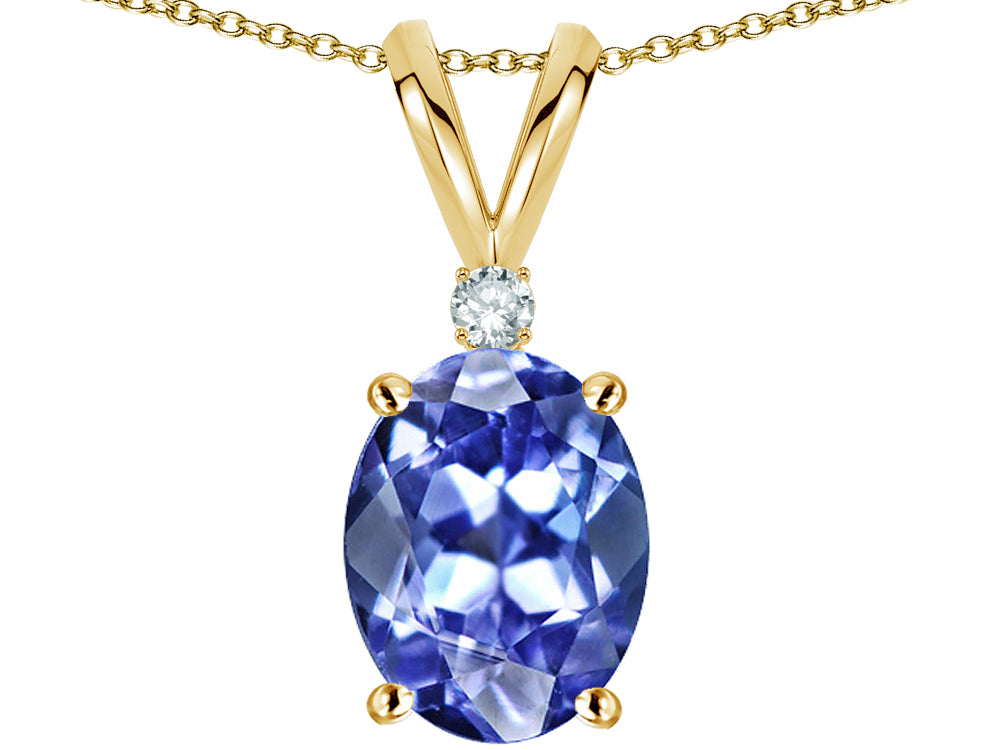 Star K Oval 8x6mm Genuine Tanzanite Rabbit Ear Pendant Necklace