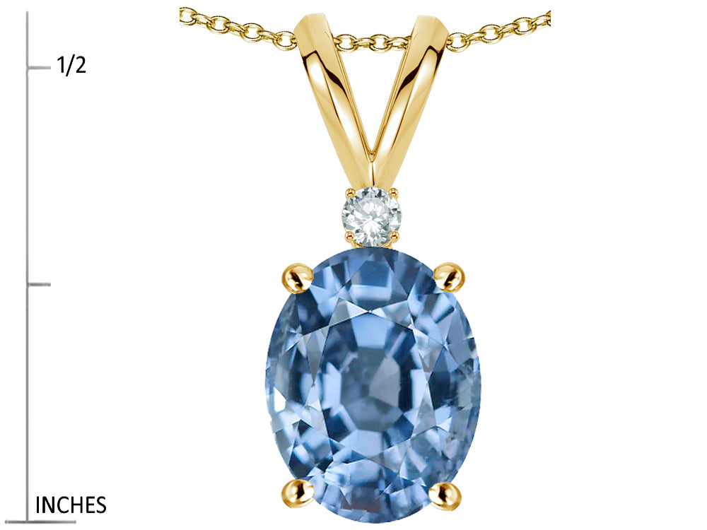 Star K Oval 8x6mm Simulated Aquamarine Rabbit Ear Pendant Necklace