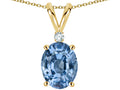 Star K Oval 8x6mm Simulated Aquamarine Rabbit Ear Pendant Necklace