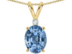 Star K Oval 8x6mm Simulated Aquamarine Rabbit Ear Pendant Necklace