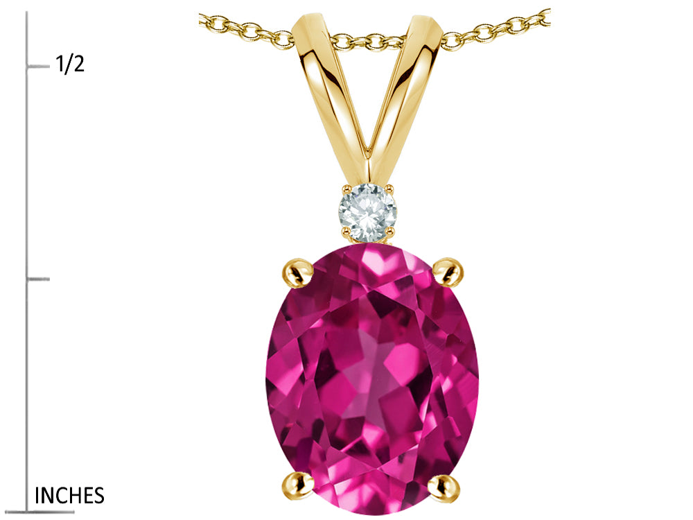 Star K Oval 8x6mm Simulated Pink Tourmaline Rabbit Ear Pendant Necklace