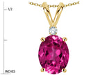 Star K Oval 8x6mm Simulated Pink Tourmaline Rabbit Ear Pendant Necklace