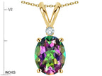 Star K Oval 8x6mm Rainbow Mystic Topaz Rabbit Ear Pendant Necklace
