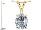 Star K Oval 8x6mm Genuine White Topaz Rabbit Ear Pendant Necklace