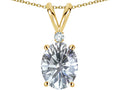 Star K Oval 8x6mm Genuine White Topaz Rabbit Ear Pendant Necklace