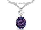 Star K Oval 8x6mm Simulated Alexandrite V Shaped Pendant Necklace