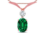 Star K Oval 8x6mm Simulated Emerald V Shaped Pendant Necklace