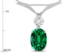Star K Oval 8x6mm Simulated Emerald V Shaped Pendant Necklace