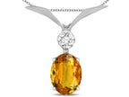 Star K Oval 8x6mm Genuine Citrine V Shaped Pendant Necklace