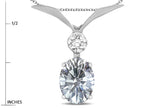 Star K Oval 8x6mm Genuine White Topaz V Shaped Pendant Necklace