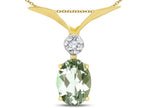 Star K Oval 8x6mm Genuine Green Amethyst V Shaped Pendant Necklace