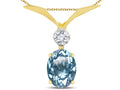 Star K Oval 8x6mm Genuine Sky Blue Topaz V Shaped Pendant Necklace
