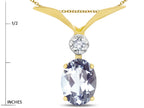 Star K Oval 8x6mm Genuine Aquamarine V Shaped Pendant Necklace