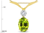 Star K Oval 8x6mm Genuine Peridot V Shaped Pendant Necklace
