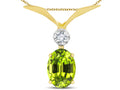 Star K Oval 8x6mm Genuine Peridot V Shaped Pendant Necklace