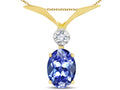 Star K Oval 8x6mm Genuine Tanzanite V Shaped Pendant Necklace
