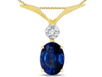 Star K Oval 8x6mm Created Sapphire V Shaped Pendant Necklace