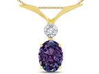 Star K Oval 8x6mm Simulated Alexandrite V Shaped Pendant Necklace