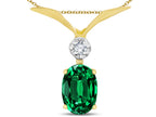 Star K Oval 8x6mm Simulated Emerald V Shaped Pendant Necklace