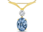 Star K Oval 8x6mm Simulated Aquamarine V Shaped Pendant Necklace