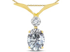 Star K Oval 8x6mm Genuine White Topaz V Shaped Pendant Necklace
