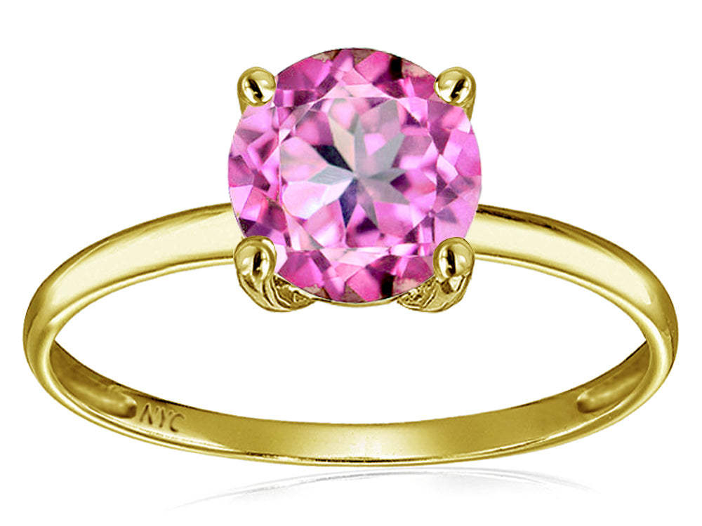 Original Star K 7mm Round Created Pink Sapphire Solitaire Engagement Ring