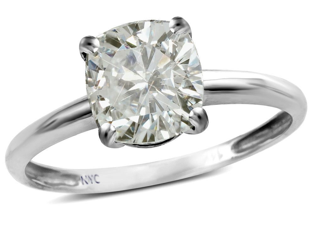 Original Star K Genuine White Topaz 7mm Cushion-Cut Solitaire Engagement Ring