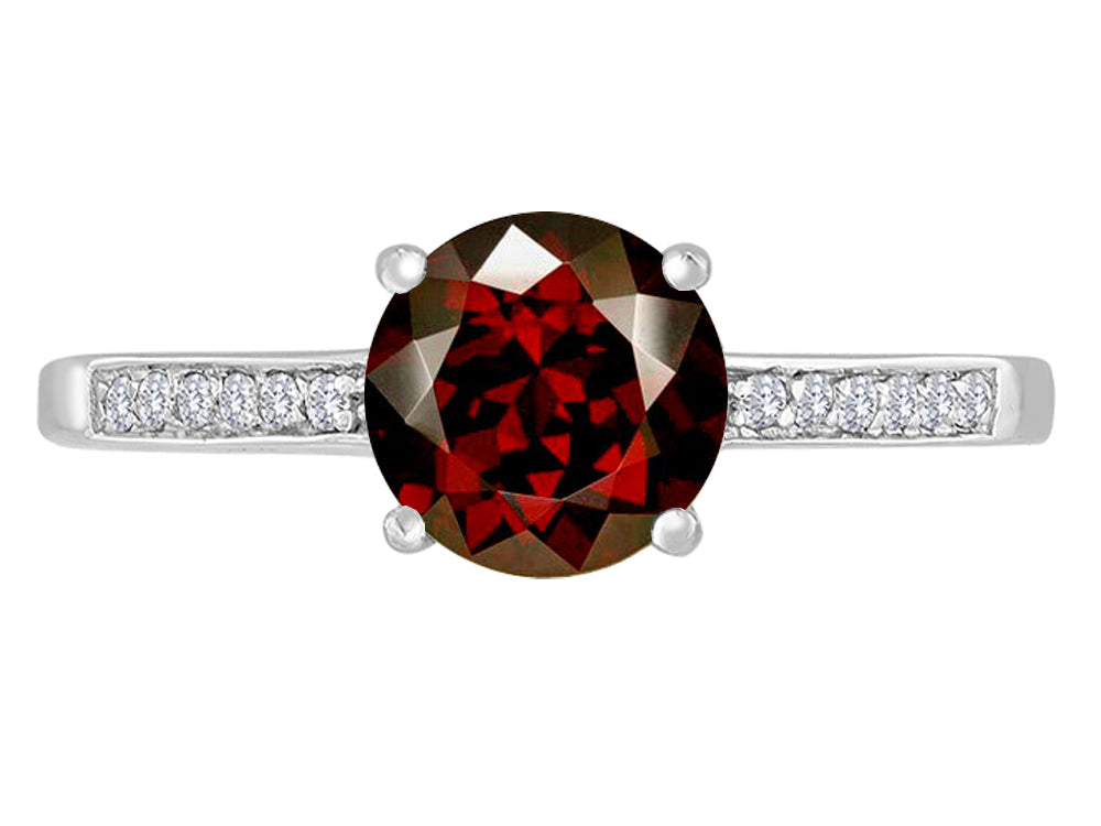 Original Star K Round 7mm Genuine Garnet Solitaire Engagement Ring