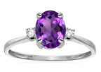 Star K Oval 8x6mm Genuine Amethyst Engagement Promise Ring
