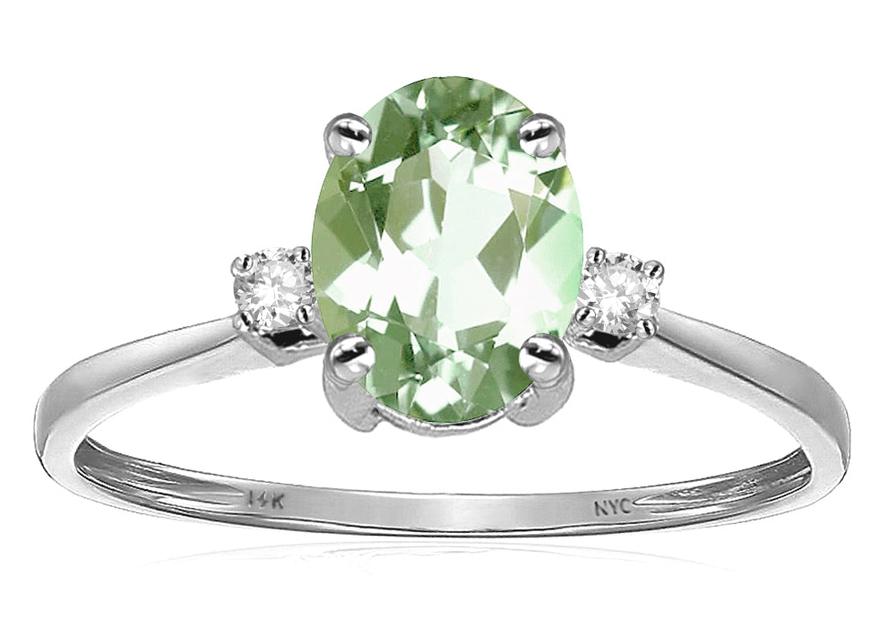Star K Oval 8x6mm Genuine Green Amethyst Engagement Promise Ring