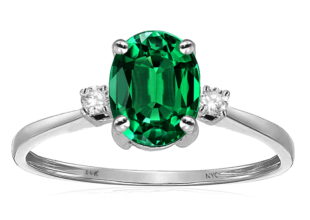 Star K Oval 8x6mm Simulated Emerald Engagement Promise Ring