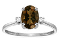 Star K Oval 8x6mm Genuine Smoky Quartz Engagement Promise Ring